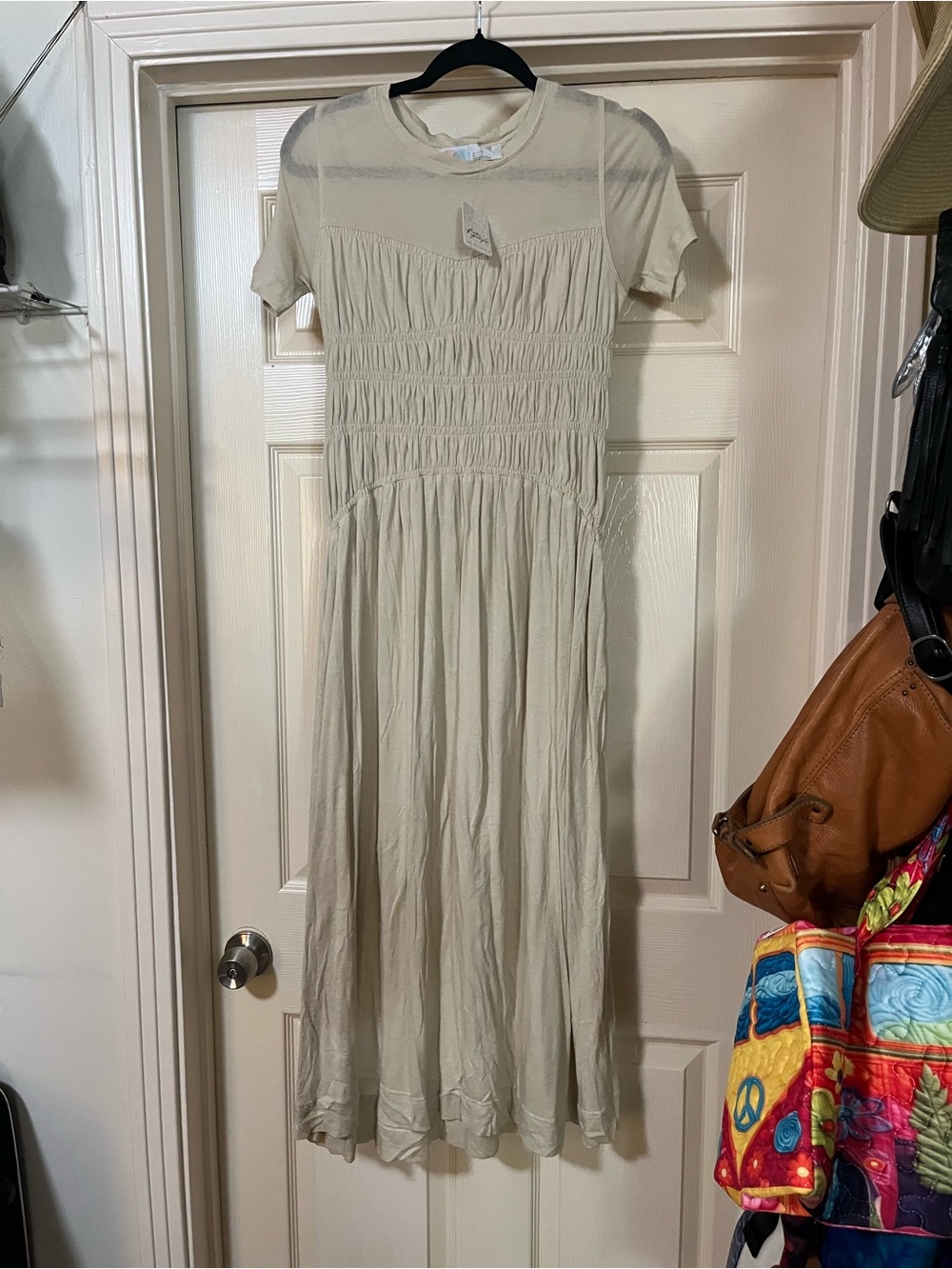 NWT Free People FP Beach Sand Jam Ruched Maxi Dress Size L